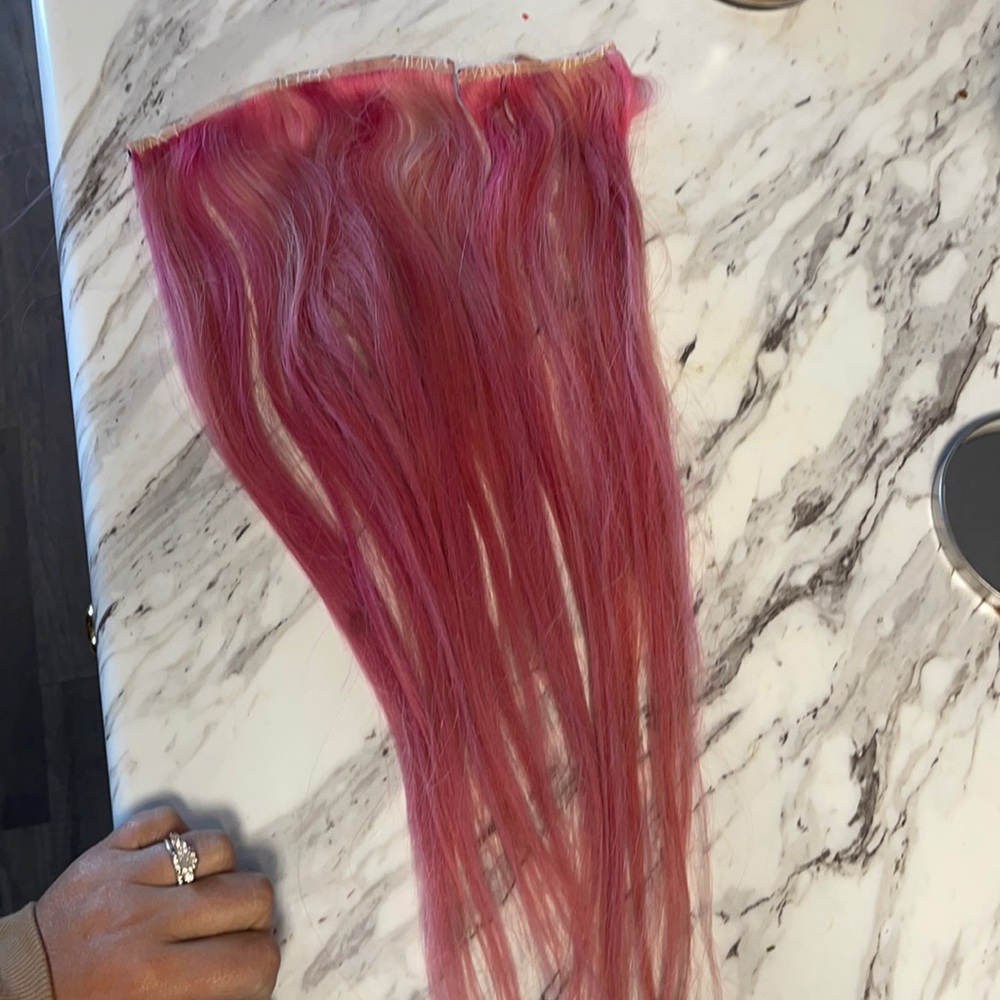 Pink Clip in extensions! 20 inches human hair